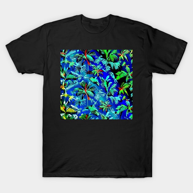 Aloha Hawaiian Palm Trees Flowers Psychedelic Floral Gift Luxury Trippy Vibrant Colorful T-Shirt by Anticulture